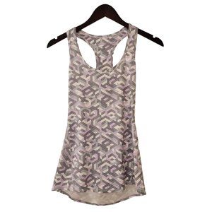 Athleta Racerback Tank Top Size XXS Gray Purple White Stretch Light NWOT NEW